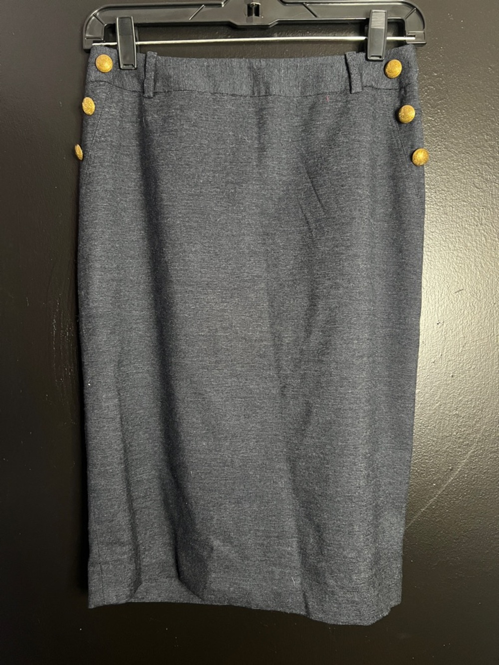 The Limited Navy Pencil Skirt with Gold Collegiate Buttons